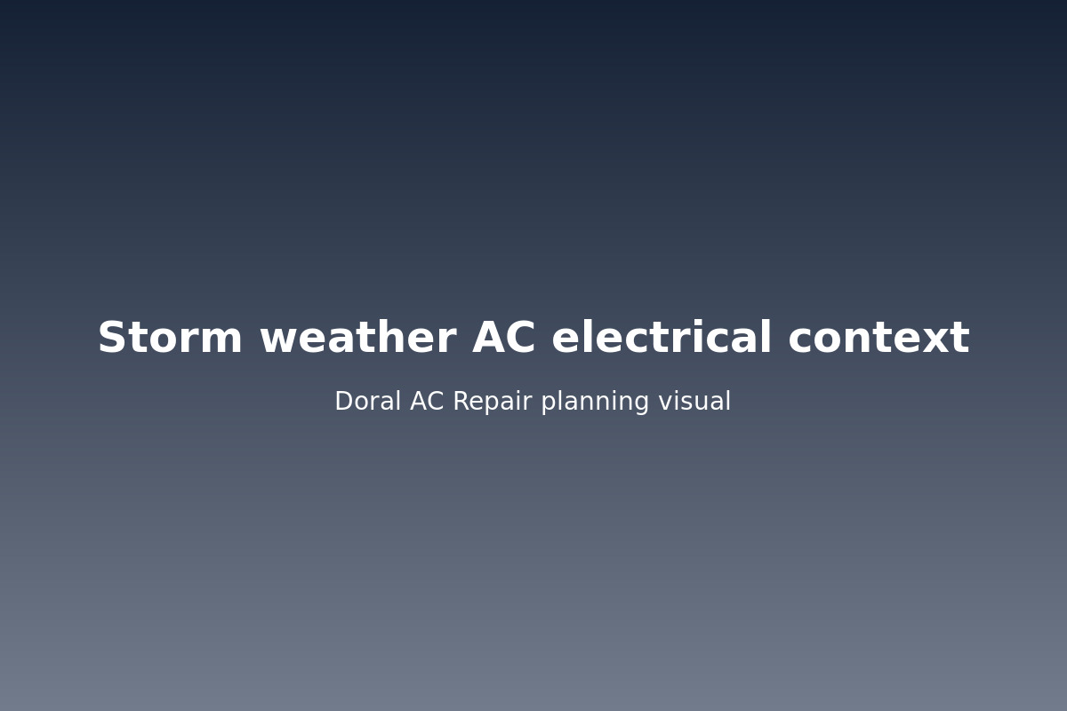 Summer storm building over Doral rooftops and AC units